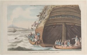Don Michele vstává po boku lodi, z Neapole a Campagna Felice: v..., 1. června 1815. od Thomas Rowlandson