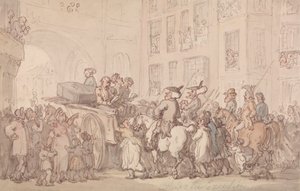Dr. Syntax se účastní popravy od Thomas Rowlandson