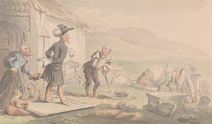 Dr Syntax Meditující na náhrobcích od Thomas Rowlandson