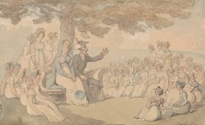 Dr. Syntax navštěvuje internátní školu pro mladé dámy od Thomas Rowlandson