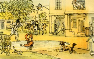 „Doktor Syntax se bavil s Patem v rybníku“ od Thomas Rowlandson