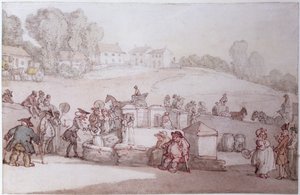 Dr Syntax v Harrogate Spa (pero, wc a tužka na papíře) od Thomas Rowlandson