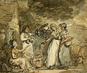 Dr Syntax vyjednávání pro kachny (pero a inkoust a akvarel na papíře) od Thomas Rowlandson