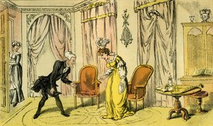 "Doktor Syntax přijal služebná místo paní" od Thomas Rowlandson