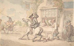 Dr. Syntax s Balky Horse Před hospodou, 18.-19. století. od Thomas Rowlandson