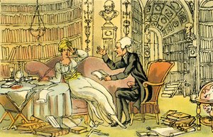 "Dr Syntax s modrou punčochovou kráskou" od Thomas Rowlandson
