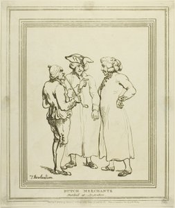 Holandští obchodníci načrtnutý v Amsterdamu od Thomas Rowlandson