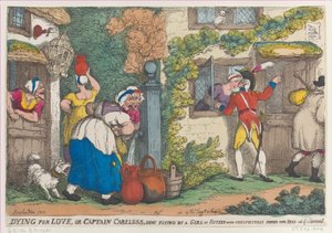 Umírání pro lásku aneb Captain Careless, Shot Flying od Patnáctileté dívky, která Unexpectedly Pop..., 1810. od Thomas Rowlandson