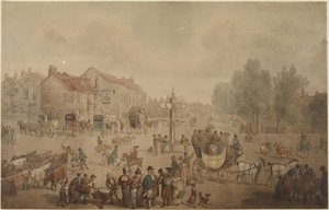 Hostinec „Elephant and Castle“, Newington od Thomas Rowlandson