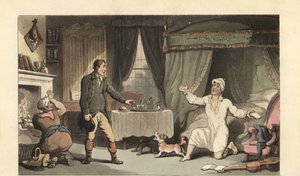 Anglický gentleman dostává dopis od své rodiny od Thomas Rowlandson