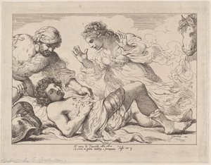Erminia objevuje zraněného Tancreda z Tasso, osvobozený Jeruzalém, ca. 1790, ca. 1790. od Thomas Rowlandson