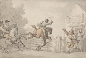 Evading the Toll, c.1805-10 (grafit, pero, inkoust a w/c na papíře) od Thomas Rowlandson