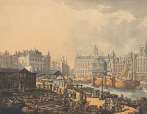 Feyge Dam, s částí rybího trhu v Amsterdamu, 1797. od Thomas Rowlandson