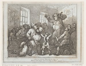 Z tohoto místa to vypadá stejně hrozivě jako pohled na Ajaxe... od Thomas Rowlandson