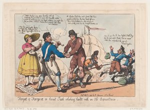 Forget & Forgive, aneb upřímný Jack si potřásl rukou se starým známým, Se..., 3. září 1799 od Thomas Rowlandson