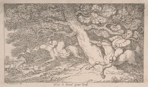 Lov na lišky: Jak si vykloubit krk [z knihy „Rady pro sportovce“] od Thomas Rowlandson