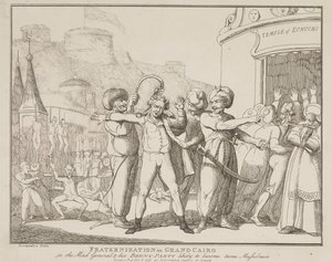 „Fraternization in Grand Cairo“ aneb „Šílený generál a jeho veselá parta“, kteří se zřejmě stanou poslušnými muslimy od Thomas Rowlandson