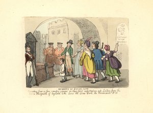 Gentleman doprovází venkovské bratrance na jejich první cestě do Londýna od Thomas Rowlandson