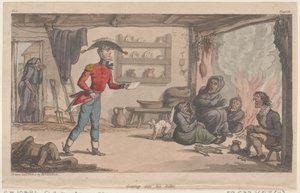 Getting into his Billet, from The Military Adventures of Johnny Newcome, 1815., 1815. od Thomas Rowlandson