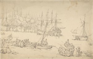 Scéna z přístavu od Thomas Rowlandson