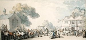 Horse Fair, Southampton (pero, inkoust a akvarel na papíře) od Thomas Rowlandson