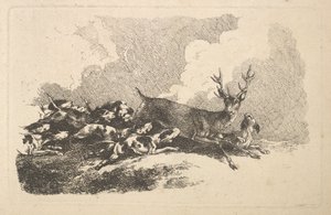 Honiči lovící jelena, 1784-88. od Thomas Rowlandson
