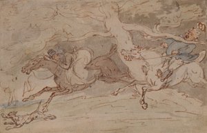 „Jak si zakroutit krk“ (pero, červený inkoust a akvarel na papíře) od Thomas Rowlandson