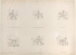 Jak proměnit jakéhokoli koně, klisnu nebo valacha, Jak jezdit noblesně a příjemně dolů Hil..., 1. března 1803. od Thomas Rowlandson