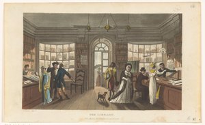 Interiér půjčovny knih od Thomas Rowlandson