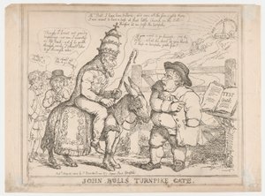 Mýtná brána Johna Bulla od Thomas Rowlandson