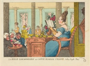 La Belle Limonaudiere v Café des Mille Colonnes, Palais Royal, Paříž od Thomas Rowlandson