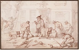 Dělníci dávají dolů chodník od Thomas Rowlandson