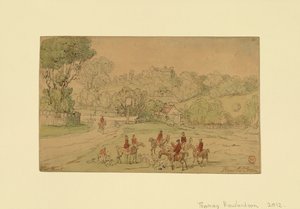 Krajina s loveckou scénou od Thomas Rowlandson
