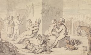 Kasárna lehké kavalérie (akvarel a pero a inkoust na papíře) od Thomas Rowlandson