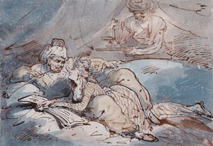 Láska na východě, cca 1787 (pero a barva) od Thomas Rowlandson