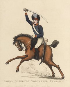 Loyal Islington Volunteer Cavalry, kolem roku 1799 (barevná akvatinta) od Thomas Rowlandson