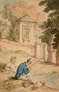 Man Fishing, cca 1780 (pero a hnědý inkoust a akvarel na papíře)