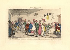 Muž v rozpacích, že ho přiměli tančit na country tanci. od Thomas Rowlandson