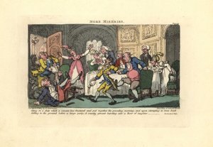Muž spadl ze zlomené židle na večeři. od Thomas Rowlandson