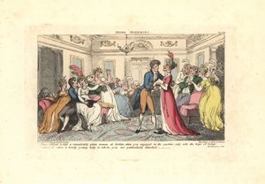 Muž byl nucen políbit ošklivou ženu na taneční párty. od Thomas Rowlandson