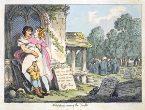 Meditace mezi hrobkami (barevné lito) od Thomas Rowlandson