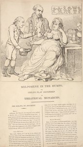 Melpomene v depresi; aneb Dětská hra v obraně divadelních panovníků od Thomas Rowlandson