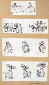 Miniaturní studie (lept) od Thomas Rowlandson