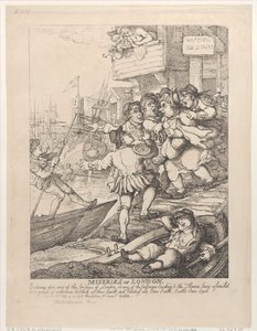 Miseries of London: Vstup na kterýkoli z londýnských mostů nebo na některý z průsmyků..., 14. července 1807. od Thomas Rowlandson