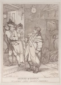 Londýnské strasti, aneb mrzutý a drzý kočí z Hackney od Thomas Rowlandson