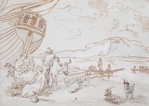 Matka s dětmi u vody od Thomas Rowlandson