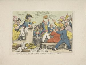 Napoleon prodává ukradené zboží, 1813 Falešná aukce nebo Bony prodávající kradené zboží (název na předmětu) od Thomas Rowlandson