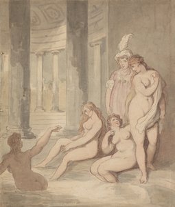 Nymfy v římských lázních od Thomas Rowlandson