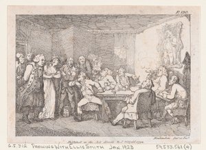 Parson Adams & Fanny vyšetřili jako viníky před venkovskou spravedlností, z Dobrodružství..., 1792. od Thomas Rowlandson