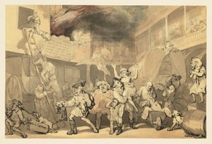 Peregrine zachraňuje Emilii z požáru hostince od Thomas Rowlandson
